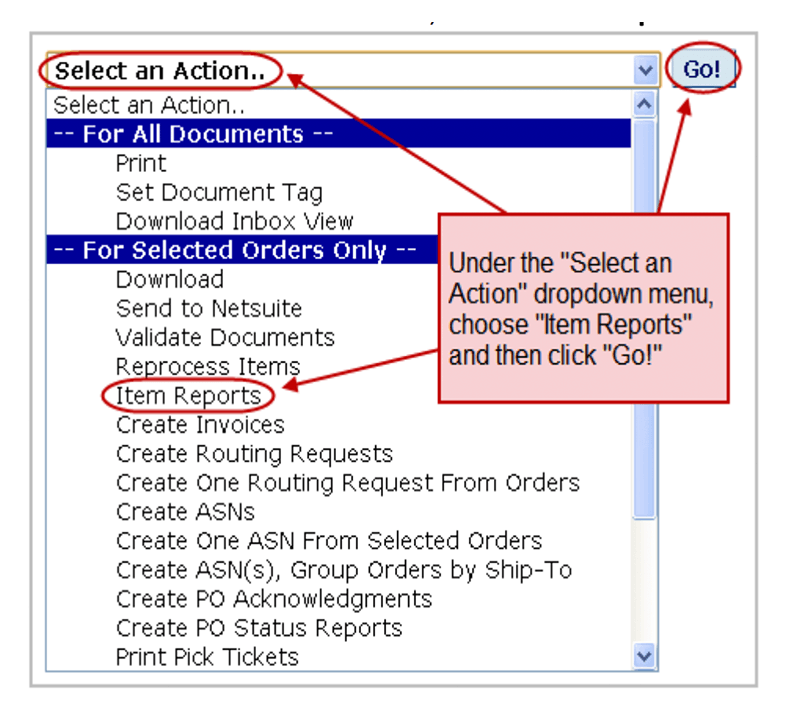 eZCom's Lingo software item reports function