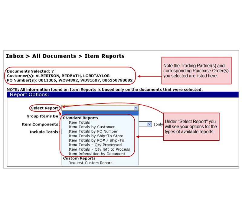 eZCom's Lingo software item reports function