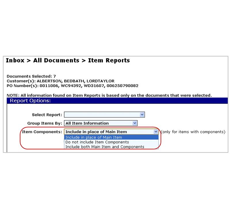 eZCom's Lingo software item reports function