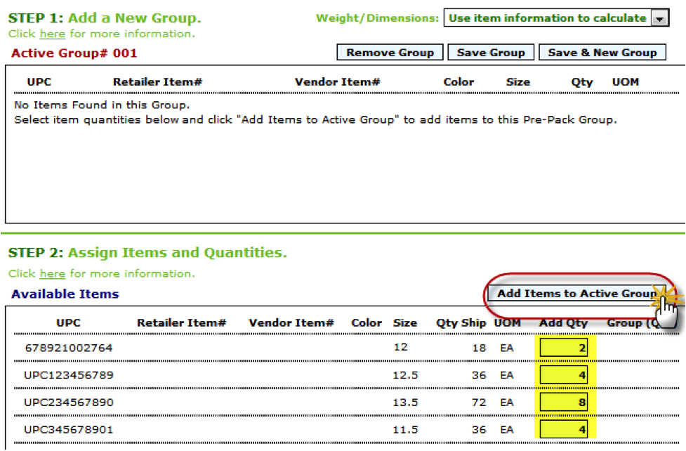 eZCom's Lingo software pre pack function