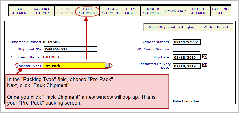 eZCom's Lingo software pre pack function