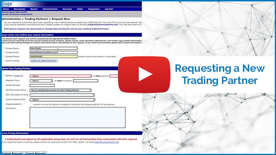 Video thumbnail of Lingo tutorial on Requesting a New Trading Partner